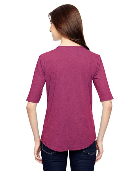 Anvil 6756L Ladies' Triblend Deep Scoop 1/2 - Sleeve T - Shirt - Ninja Transfers