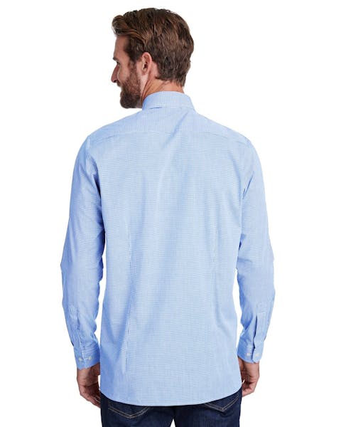 Artisan Collection by Reprime RP220 Men's Microcheck Gingham Long - Sleeve Cotton Shirt - Ninja Transfers