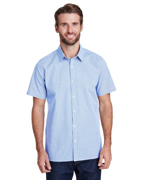 Artisan Collection by Reprime RP221 Mens Microcheck Gingham Short - Sleeve Cotton Shirt - Ninja Transfers