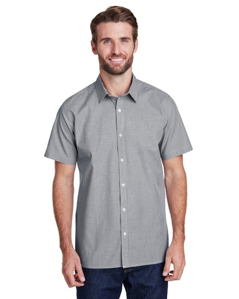 Artisan Collection by Reprime RP221 Mens Microcheck Gingham Short - Sleeve Cotton Shirt - Ninja Transfers