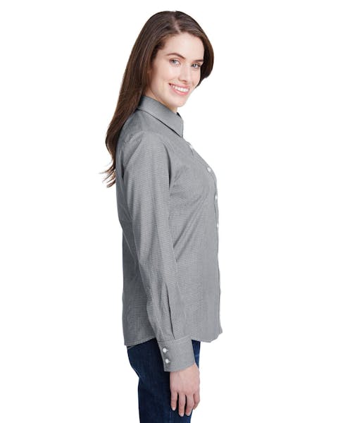 Artisan Collection by Reprime RP320 Ladies' Microcheck Gingham Long - Sleeve Cotton Shirt - Ninja Transfers