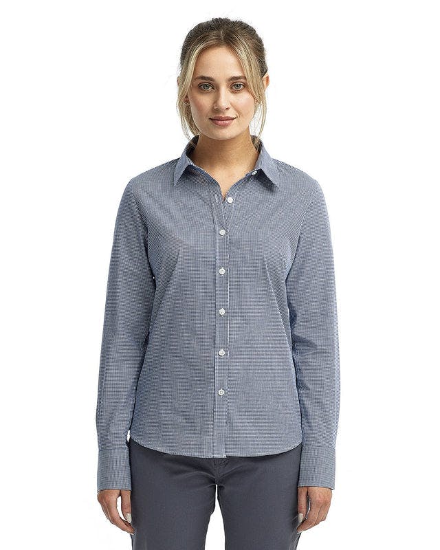 Artisan Collection by Reprime RP320 Camisa de algodón de manga larga a cuadros vichy para mujer