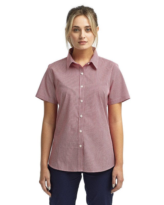 Artisan Collection by Reprime RP321 Ladies' Microcheck Gingham Short-Sleeve Cotton Shirt