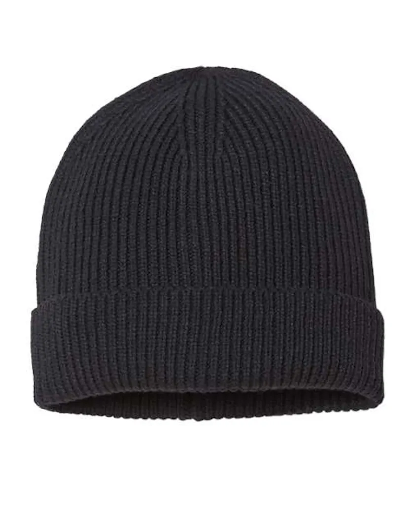 Atlantis Headwear ANDY Sustainable Fine Rib Cuffed Beanie - Ninja Transfers