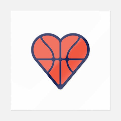 Basketball Heart Shape Sticker - Ninja Transfers