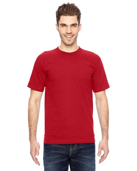 Bayside BA7100 Adulto 6.1 oz., 100% algodón Camiseta con bolsillo
