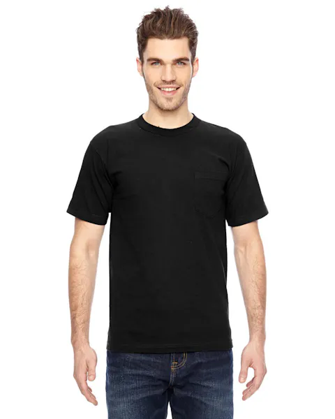 Bayside BA7100 Adulto 6.1 oz., 100% algodón Camiseta con bolsillo