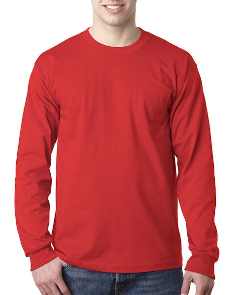 Bayside BA8100 Adult 6.1 oz., 100% Cotton Long Sleeve Pocket T - Shirt - Ninja Transfers