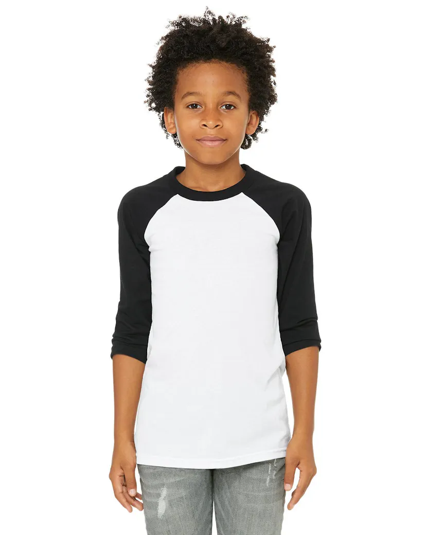 Bella + Canvas 3200Y Youth 3/4-Sleeve Baseball T-Shirt