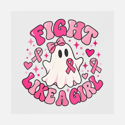 Fight Like a Girl Breast Cancer Awareness Ghost Ready-to-Press DTF Transfer