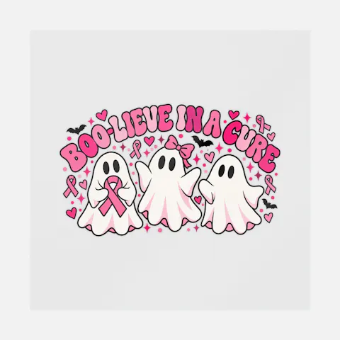 Boo-lieve in a Cure Breast Cancer Awareness Ghosts Ready-to-Press DTF Transfer