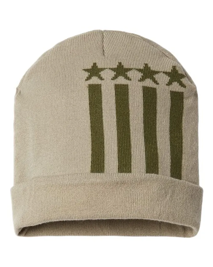 CAP AMERICA RK12 USA - Made Patriotic Cuffed Beanie - Ninja Transfers