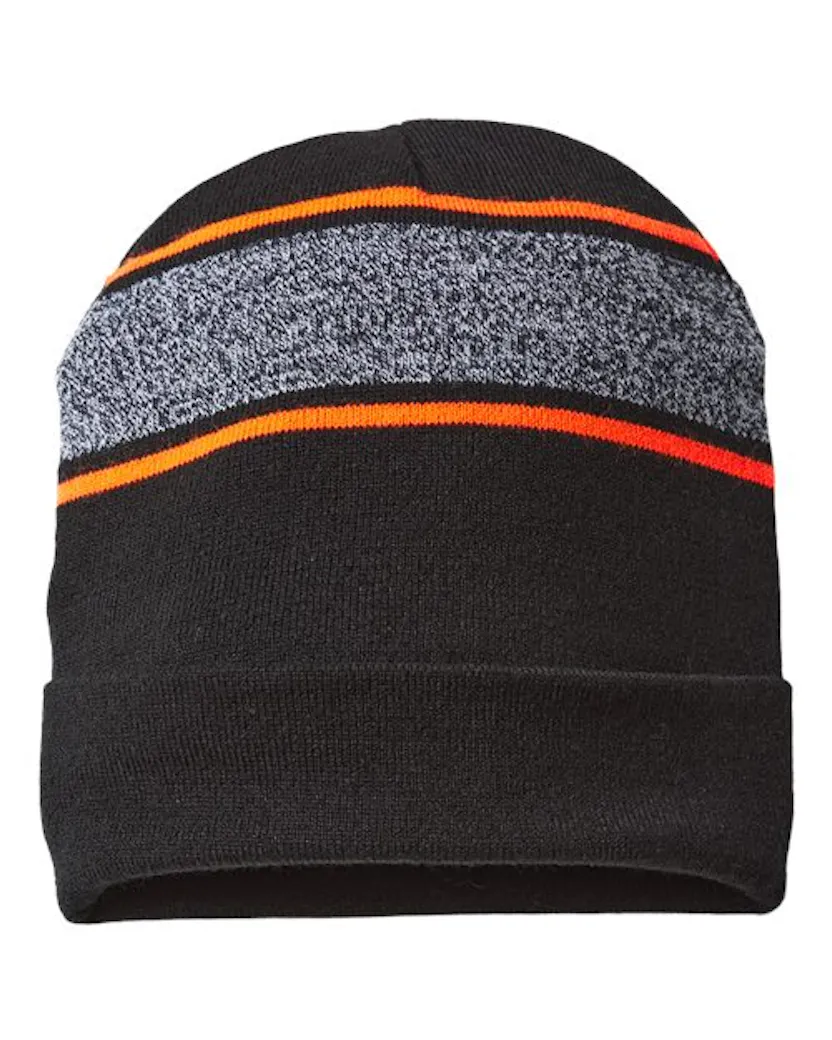 CAP AMERICA RKV12 USA - Made Variegated Striped Cuffed Beanie - Ninja Transfers