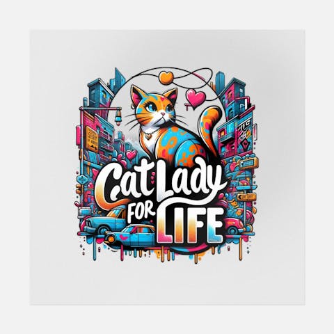 Cat Lady For Life Street Art - Ninja Transfers