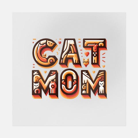 Cat Mom Typography Art - Ninja Transfers