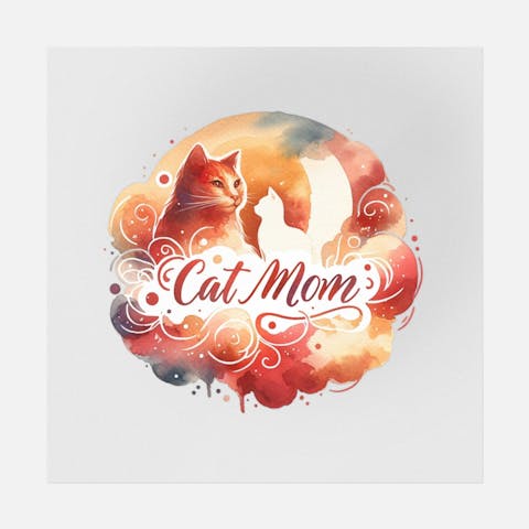 Cat Mom Watercolor Art - Ninja Transfers