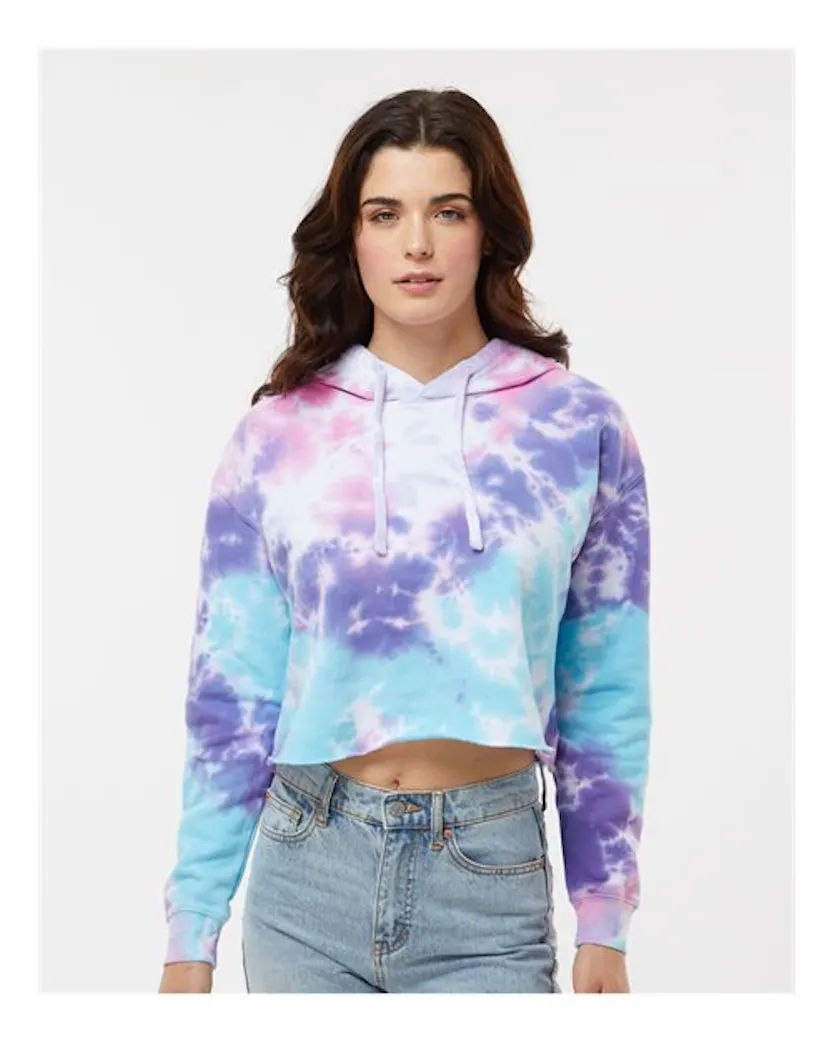Colortone 8333 Women's Tie - Dyed Crop Hooded Sweatshirt - Ninja Transfers