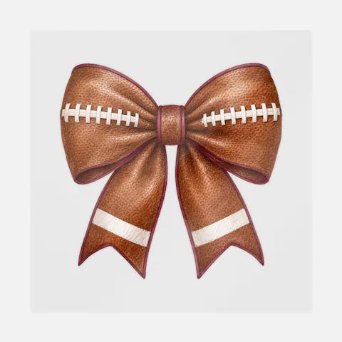 Coquette Football Leather Bow Ready-to-Press DTF Transfer