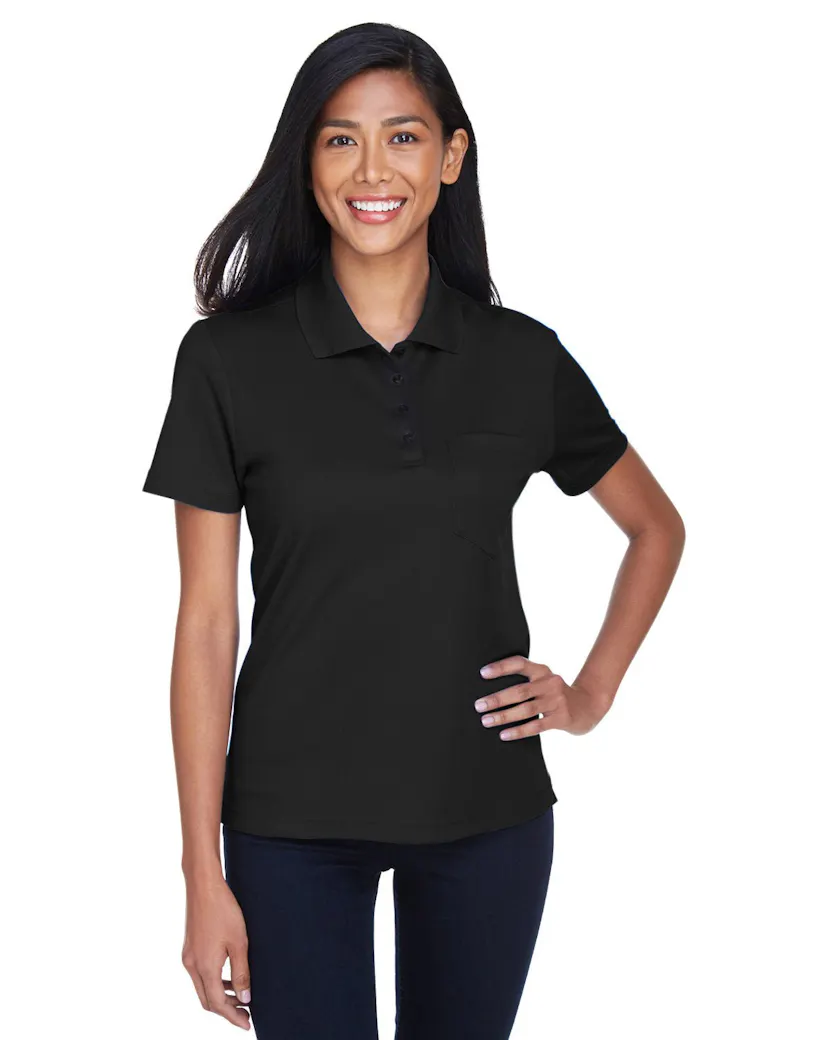 Core 365 78181P Ladies' Origin Performance Piqu Polo with Pocket - Ninja Transfers