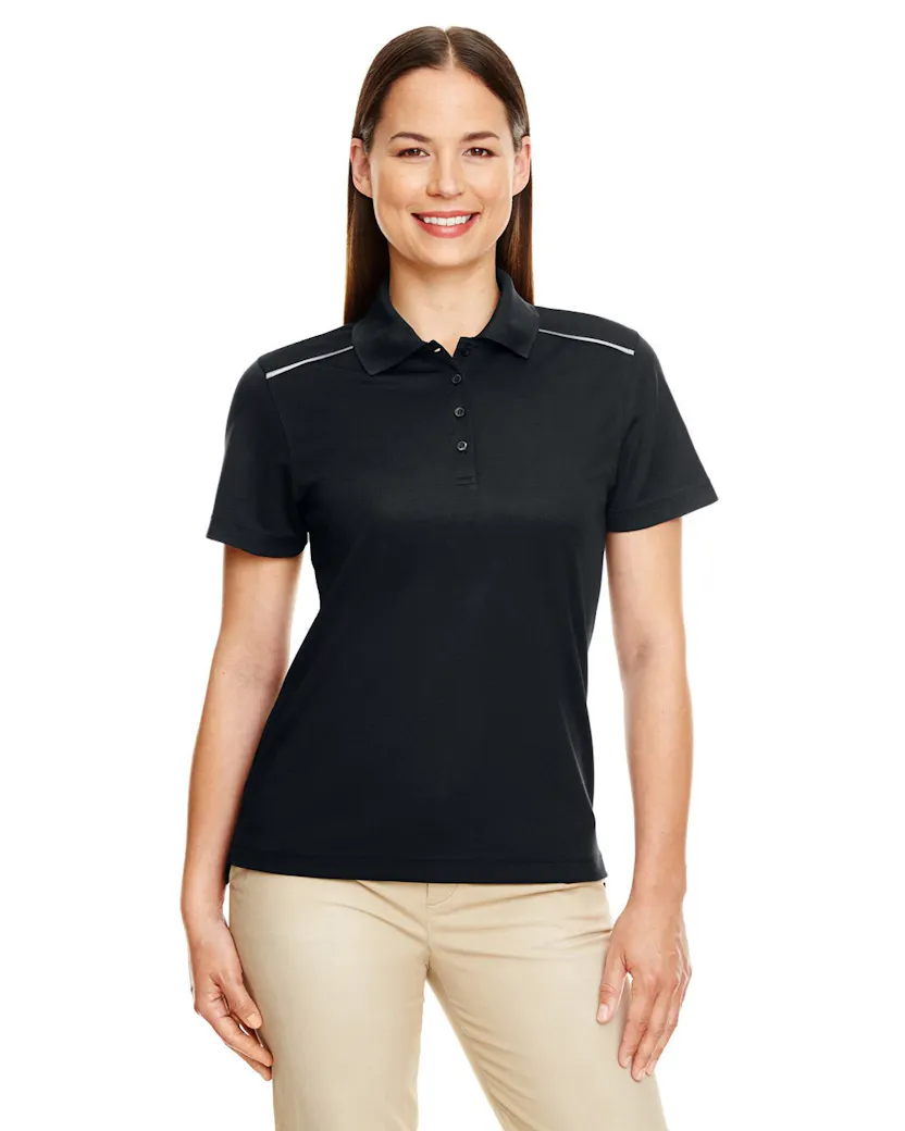 Core 365 78181R Ladies' Radiant Performance Piqu Polo with Reflective Piping - Ninja Transfers
