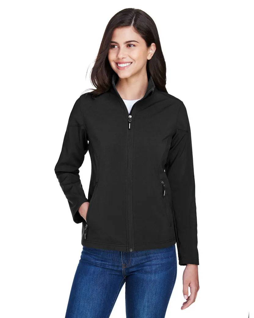 Core 365 78184 Ladies' Cruise Two - Layer Fleece Bonded SoftShell Jacket - Ninja Transfers