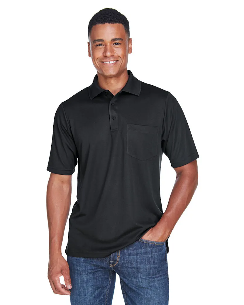 Core 365 88181P Men's Origin Performance Piqu Polo with Pocket - Ninja Transfers