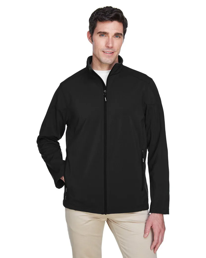 Core 365 88184T Men's Tall Cruise Two - Layer Fleece Bonded SoftShell Jacket - Ninja Transfers