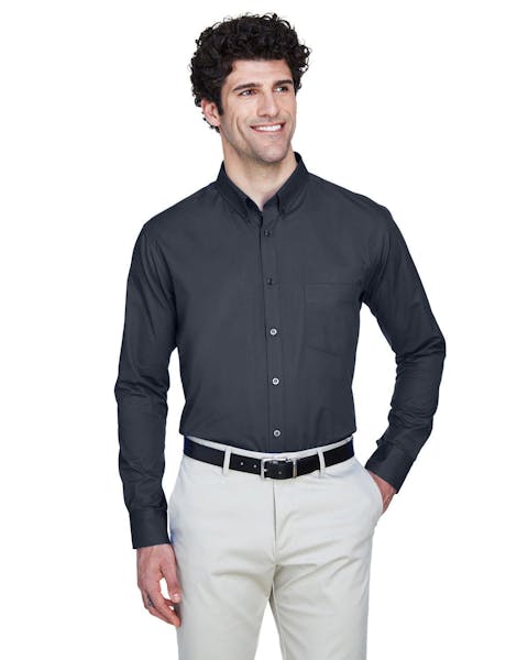 Core 365 88193 Men's Operate Long - Sleeve TwillShirt - Ninja Transfers