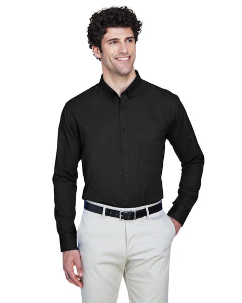 Core 365 88193T Men's Tall Operate Long - Sleeve Twill Shirt - Ninja Transfers
