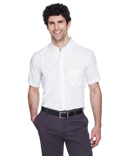 Core 365 88194 Men's Optimum Short - Sleeve Twill Shirt - Ninja Transfers