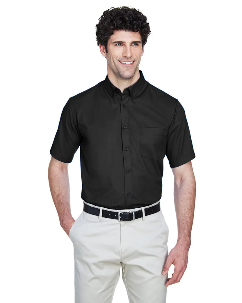 Core 365 88194 Men's Optimum Short - Sleeve Twill Shirt - Ninja Transfers