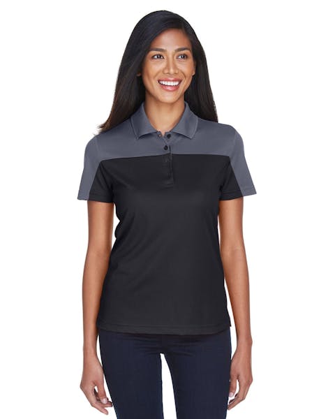 Core 365 CE101W Ladies' Balance Colorblock Performance Piqu Polo - Ninja Transfers