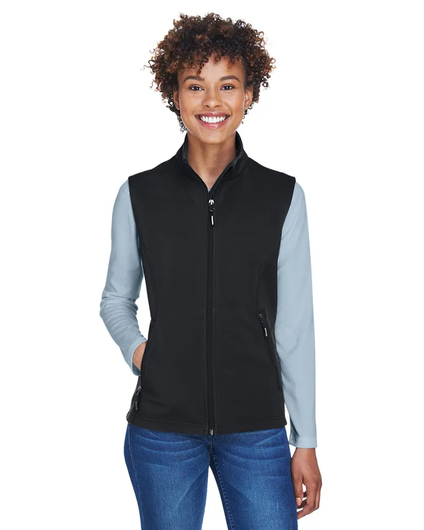 Core 365 CE701W Ladies' Cruise Two - Layer Fleece Bonded SoftShell Vest - Ninja Transfers