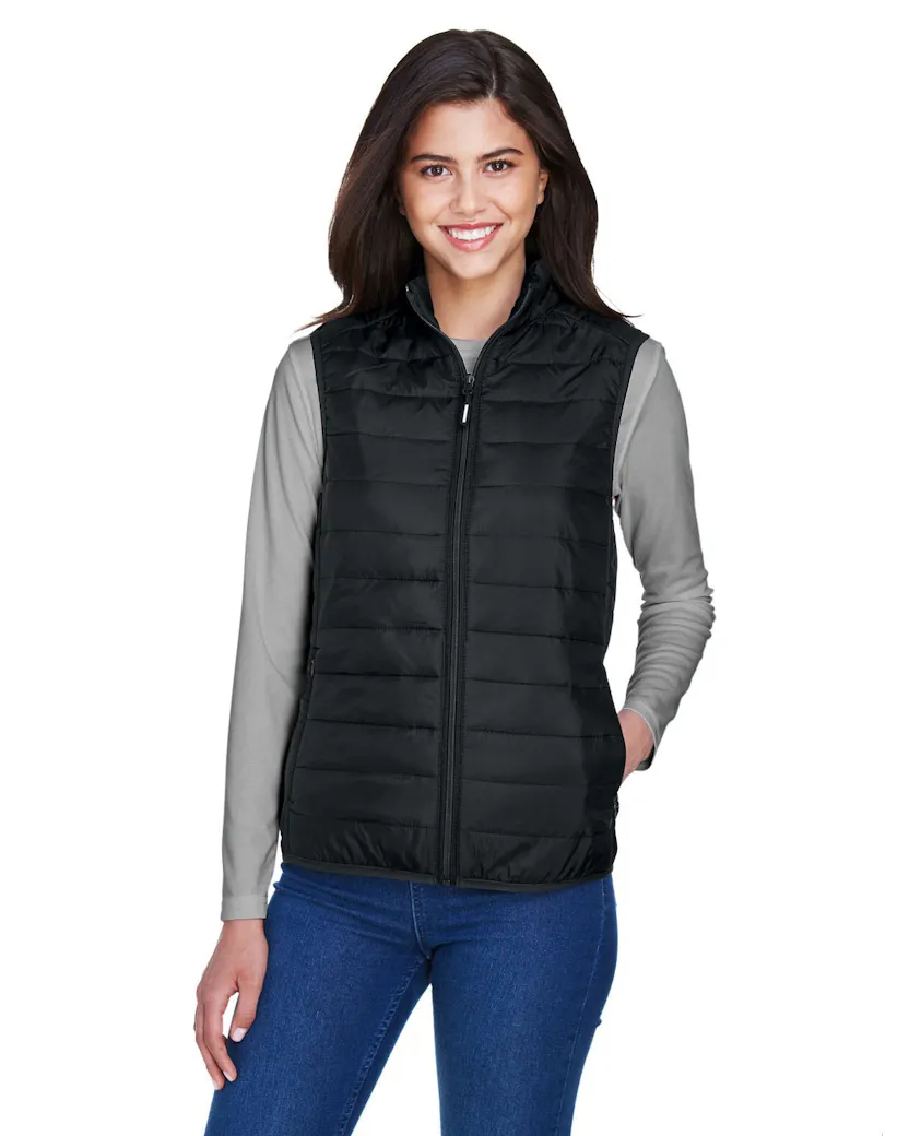 Core 365 CE702W Ladies' Prevail Packable Puffer Vest - Ninja Transfers
