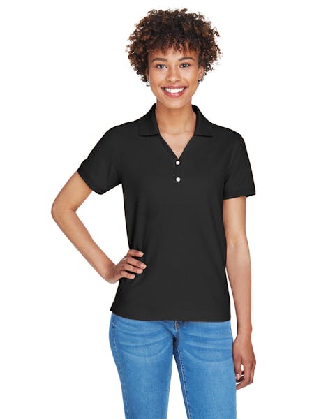 Devon &amp; Jones D100W Polo Pima Piqu con cuello en Y para mujer