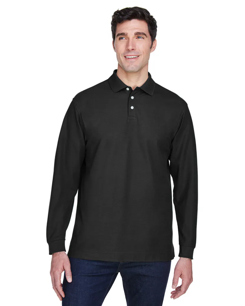 Devon &amp; Jones D110 Polo piqué de manga larga para hombre