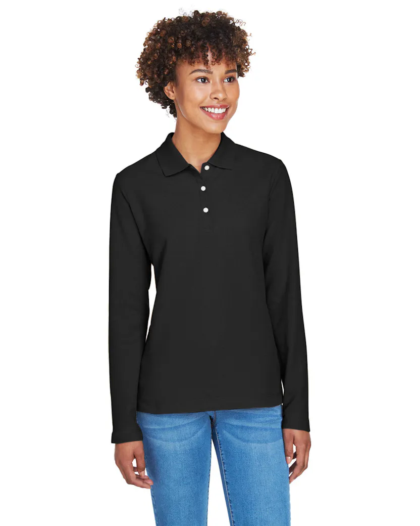 Devon & Jones D110W Ladies' Pima Pique Long-Sleeve Polo