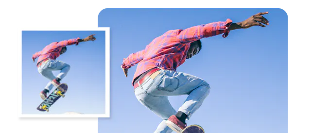 Image Upscaler sharpening a low-resolution photo