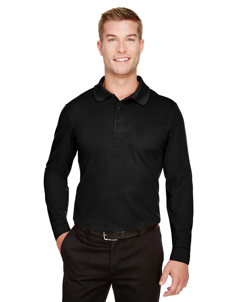Devon &amp; Jones DG20LT CrownLux Performance Polo de manga larga trenzado alto para hombre