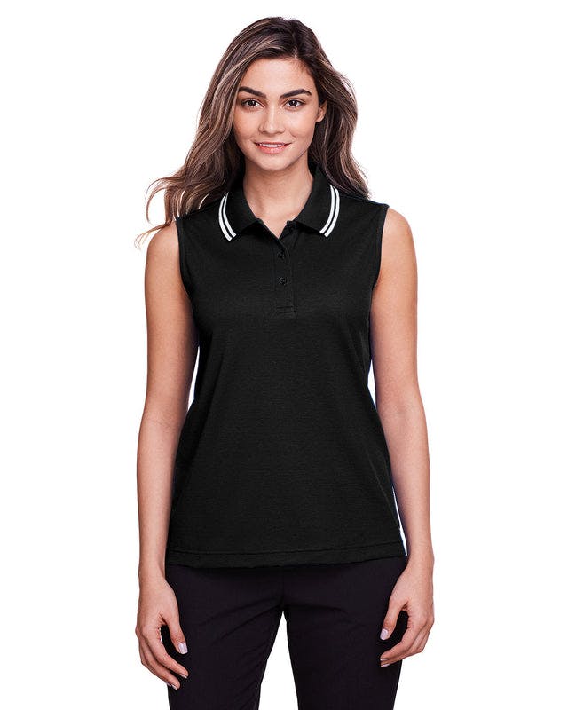 Devon & Jones DG20SW Ladies' CrownLux Performance Plaited Tipped Sleeveless Polo