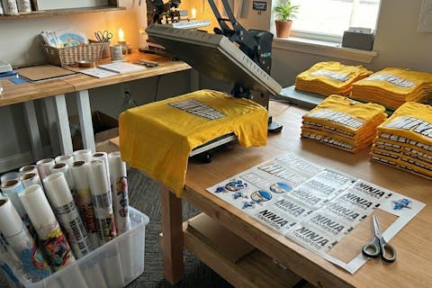 Heatpress or Cricut when Ready. Keep Extras in Storage Forever.