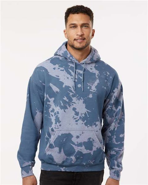 Dyenomite 680BW Essential Fleece Bleach Wash Hooded Sweatshirt - Ninja Transfers