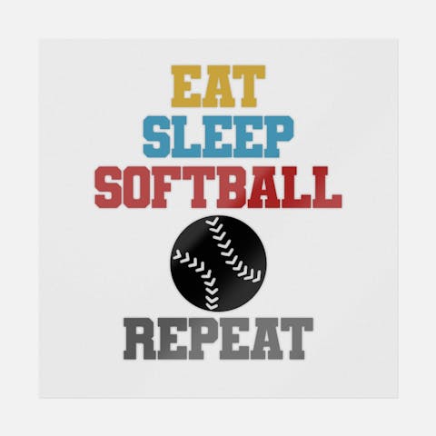Eat, Sleep, Softball, Repeat Multicolor - Ninja Transfers