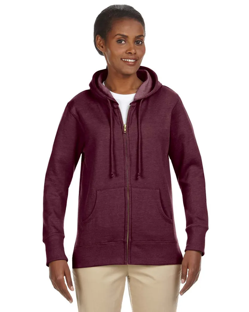 econscious EC4580 Ladies' Organic/Recycled Heathered Fleece Full - Zip Hooded Sweatshirt - Ninja Transfers