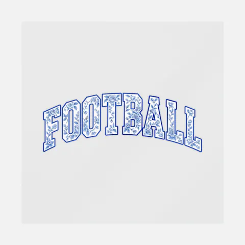 Football Blue Floral Varsity Letters Ready-to-Press DTF Transfer