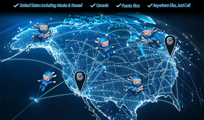 Map of Ninja delivery from both US coasts