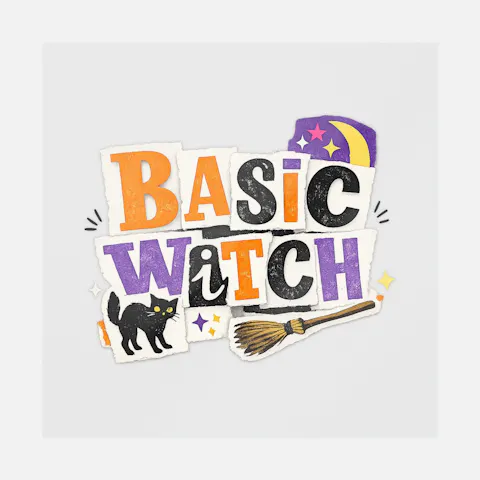 Halloween Basic Witch Scrapbook Collage Ready-to-Press DTF Transfer