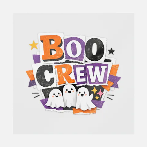 Halloween Boo Crew Scrapbook Collage Ready-to-Press DTF Transfer