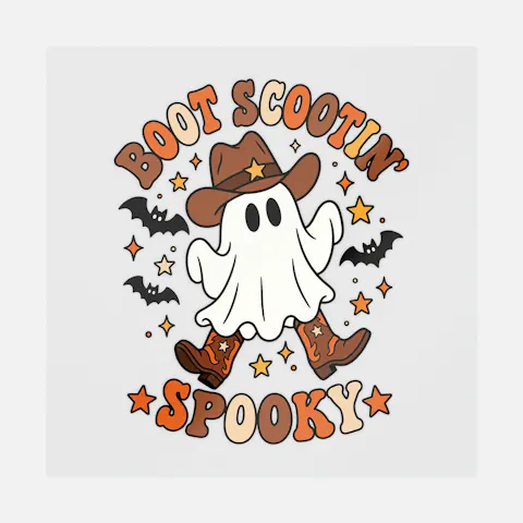 Halloween Cowboy Ghost Ready-to-Press DTF Transfer