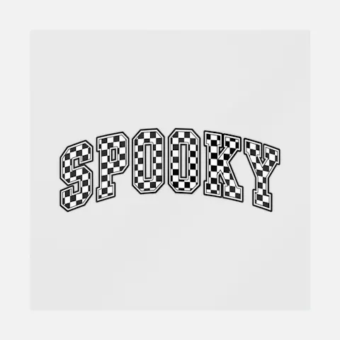 Halloween Spooky Checkerboard Varsity Letters Ready-to-Press DTF Transfer